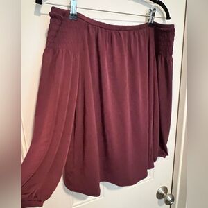 Ann Taylor Factory Maroon Off-Shoulder Blouse